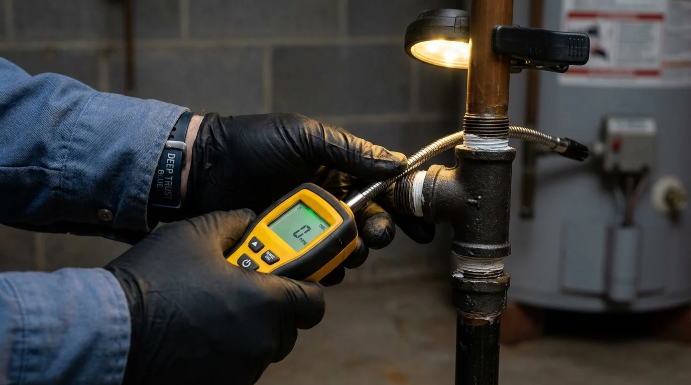 Gas leak detection with electronic sniffer by Johns Plumbing LLC in Bluffton